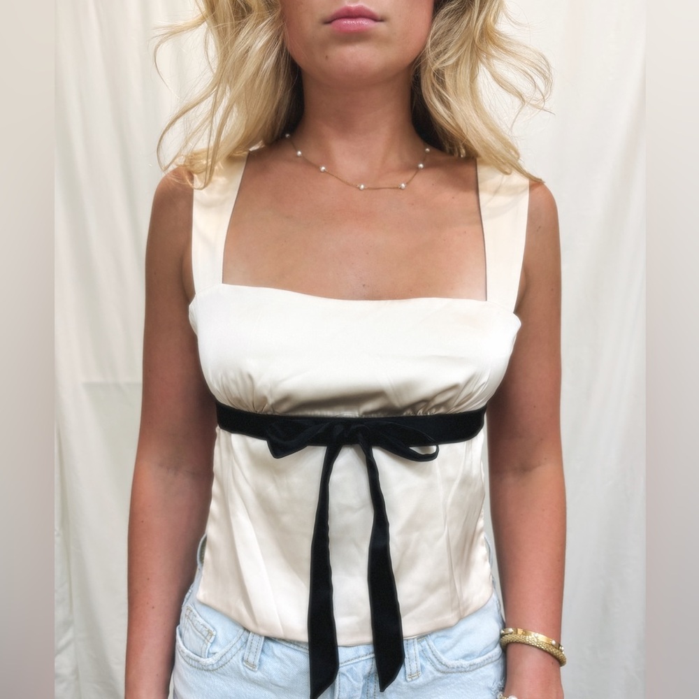 Edikted Cream Tie Front Camisole Tank Top